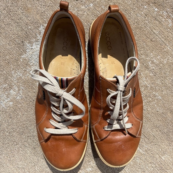 ECCO CHASE TIE BROWN LEATHER SNEAKERS LACED WALKING SHOES WOMEN SZ 8/8.5 EU 39 - Picture 7 of 10